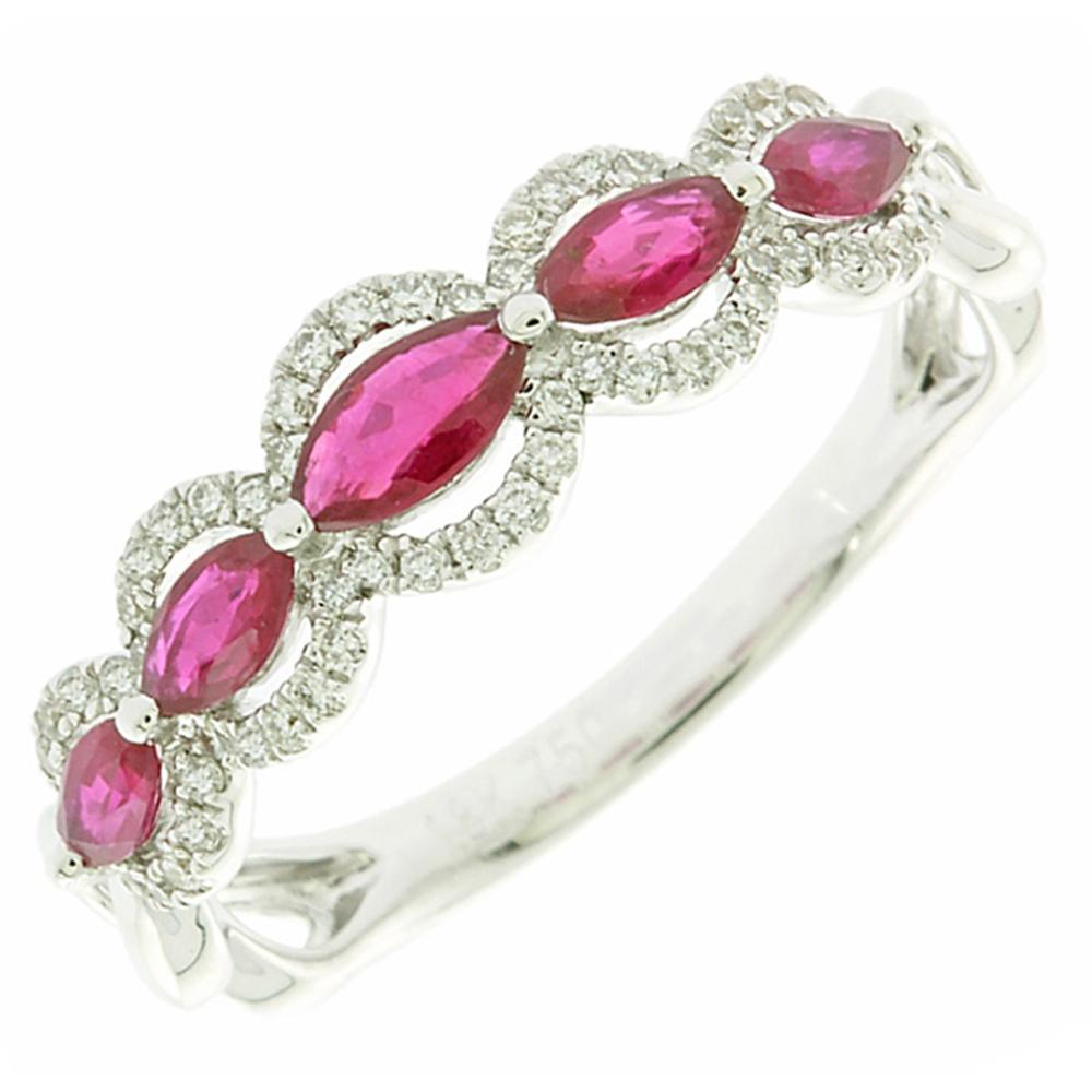 RING SENZIO White Gold 18K with Rubies and Diamonds MR18473