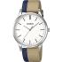 CASIO Classic Three Hands 38mm Silver Stainless Steel Beige & Blue Leather Strap MTP-E133L-7EEF - 0