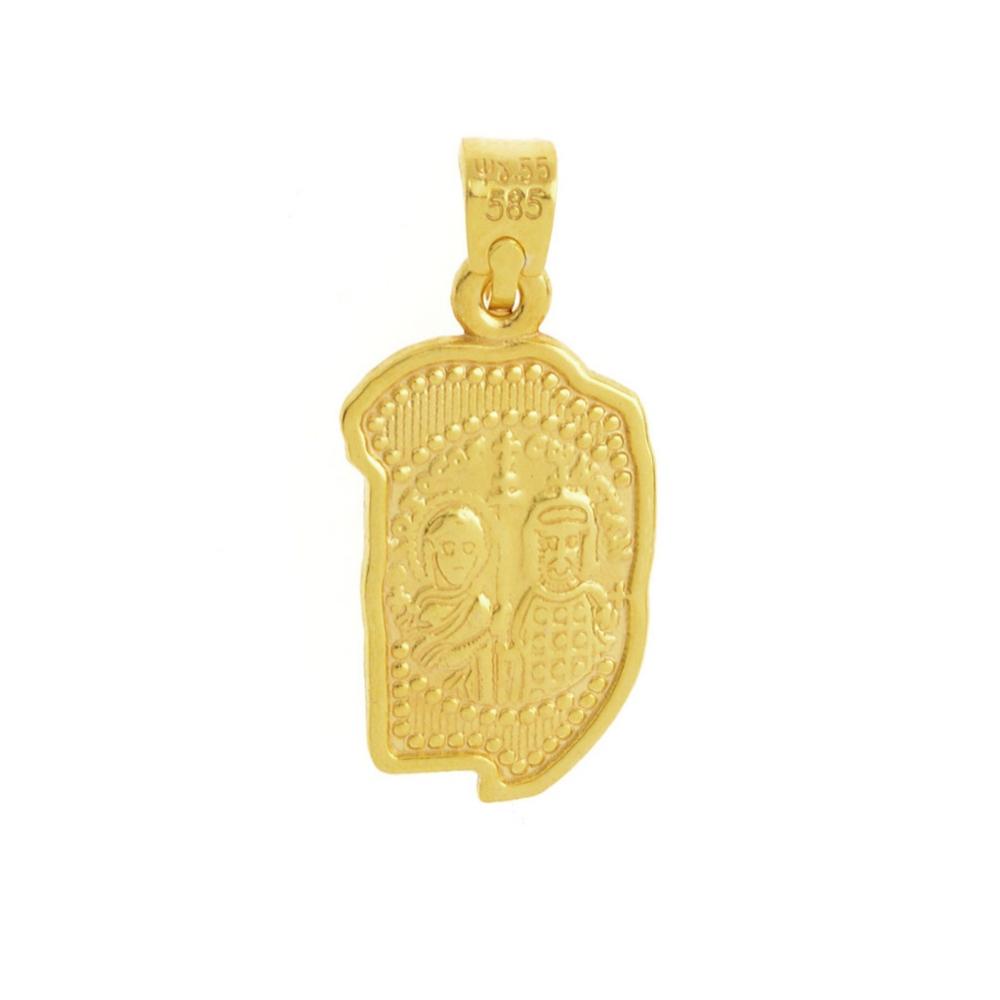 PENDANT Christ Double Sided K14 Yellow Gold MX0066