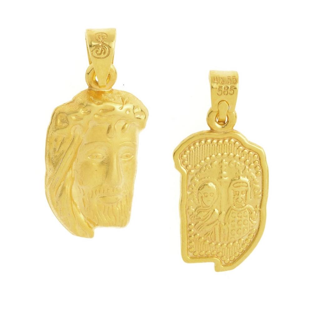 PENDANT Christ Double Sided K14 Yellow Gold MX0066