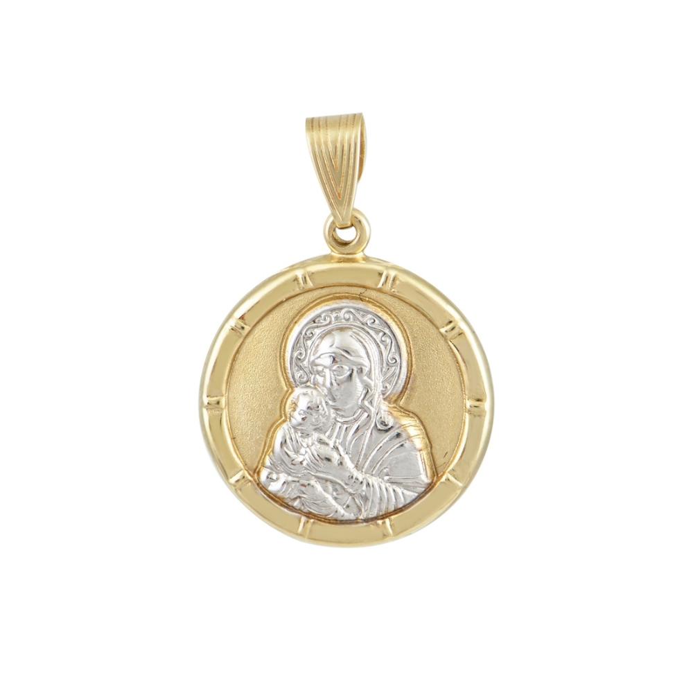 VIRGIN MARY Double Sided BabyJewels K9 Yellow & White Gold N001.1YW.K9