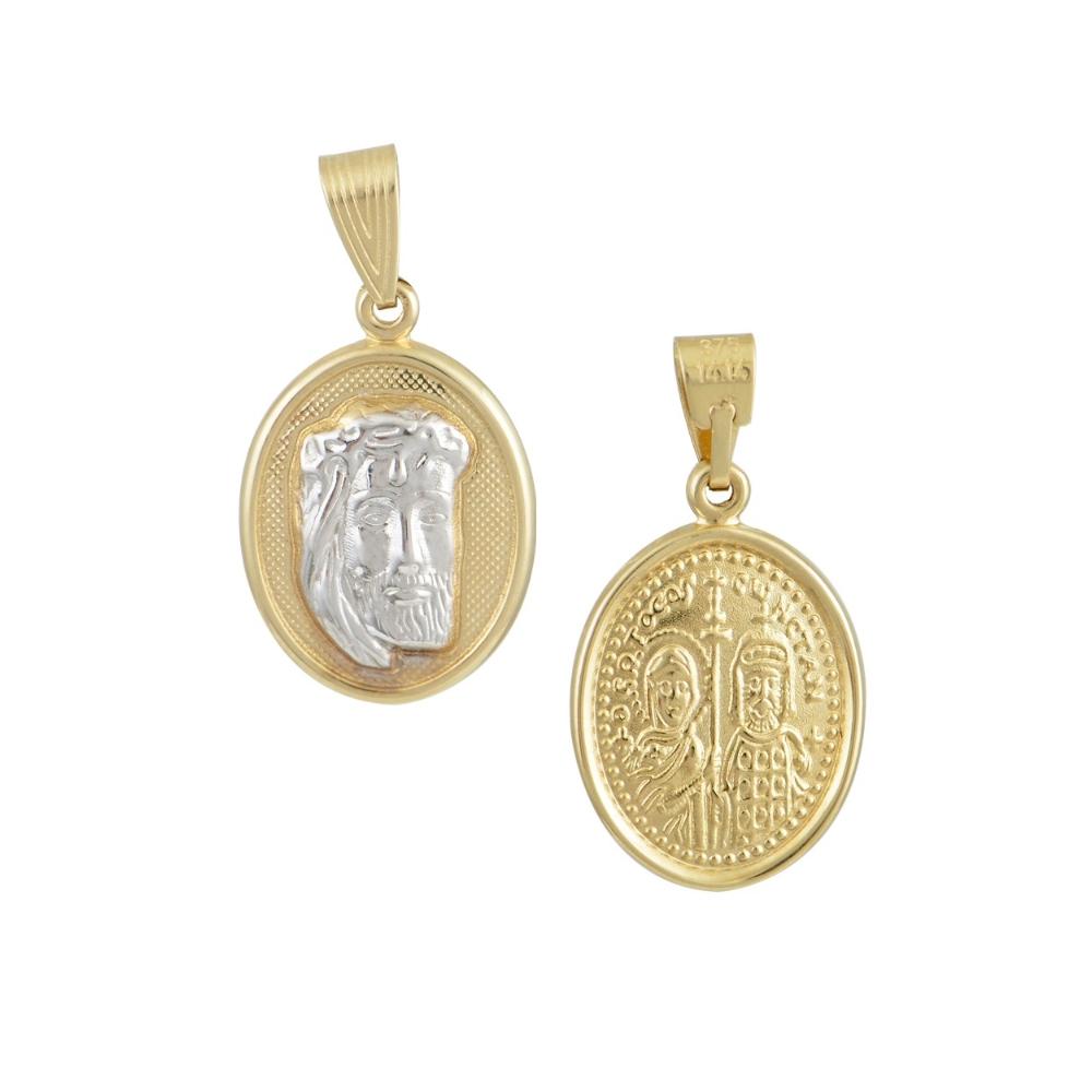 PENDANT Christ Double Sided BabyJewels K9 Yellow and White Gold N002.2YW.K9