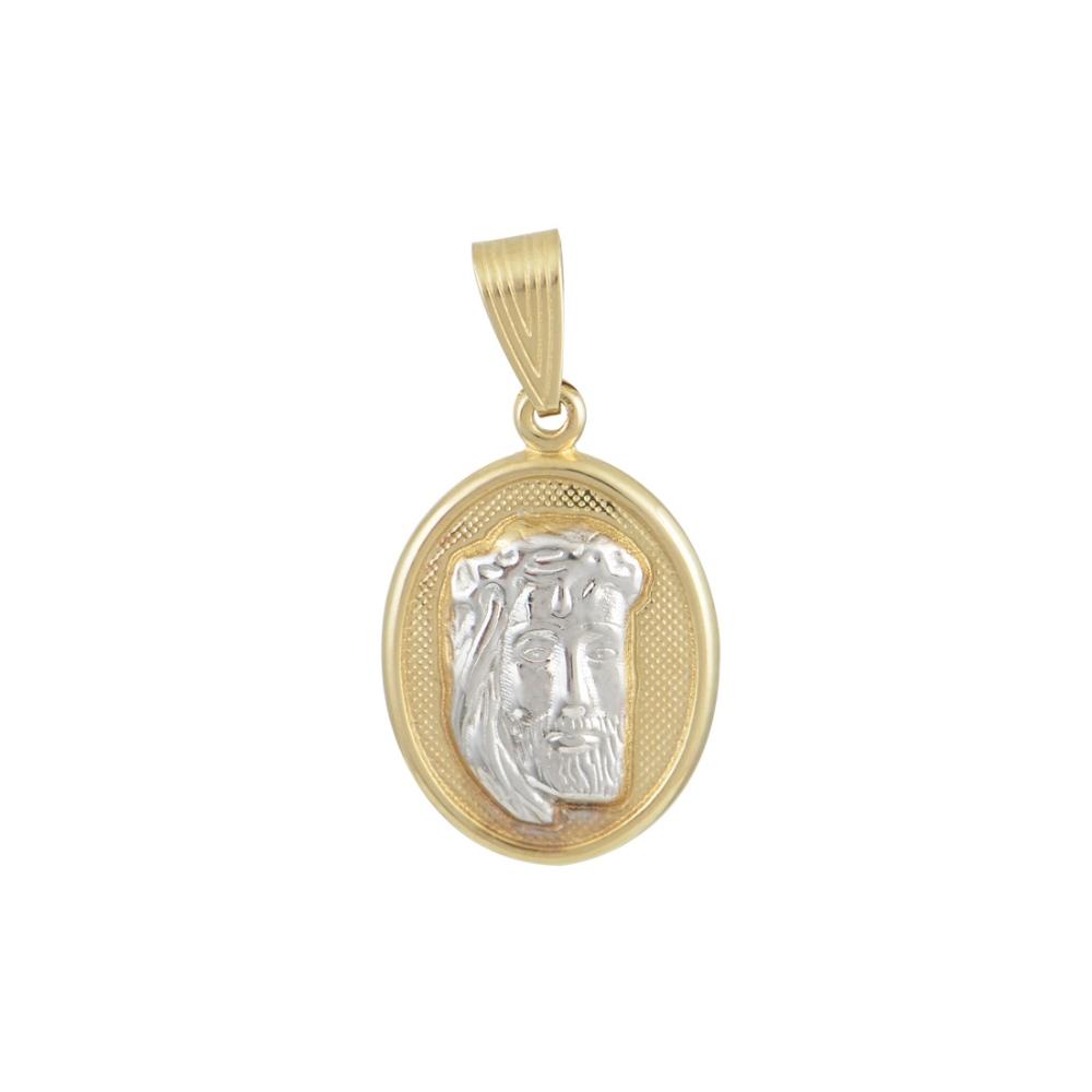 PENDANT Christ Double Sided BabyJewels K9 Yellow and White Gold N002.2YW.K9