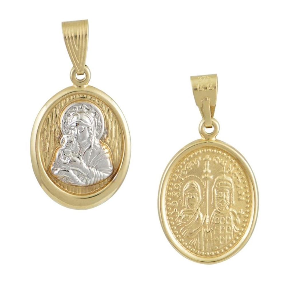 VIRGIN MARY Double Sided BabyJewels K9 Yellow & White Gold N002.4YW.K9