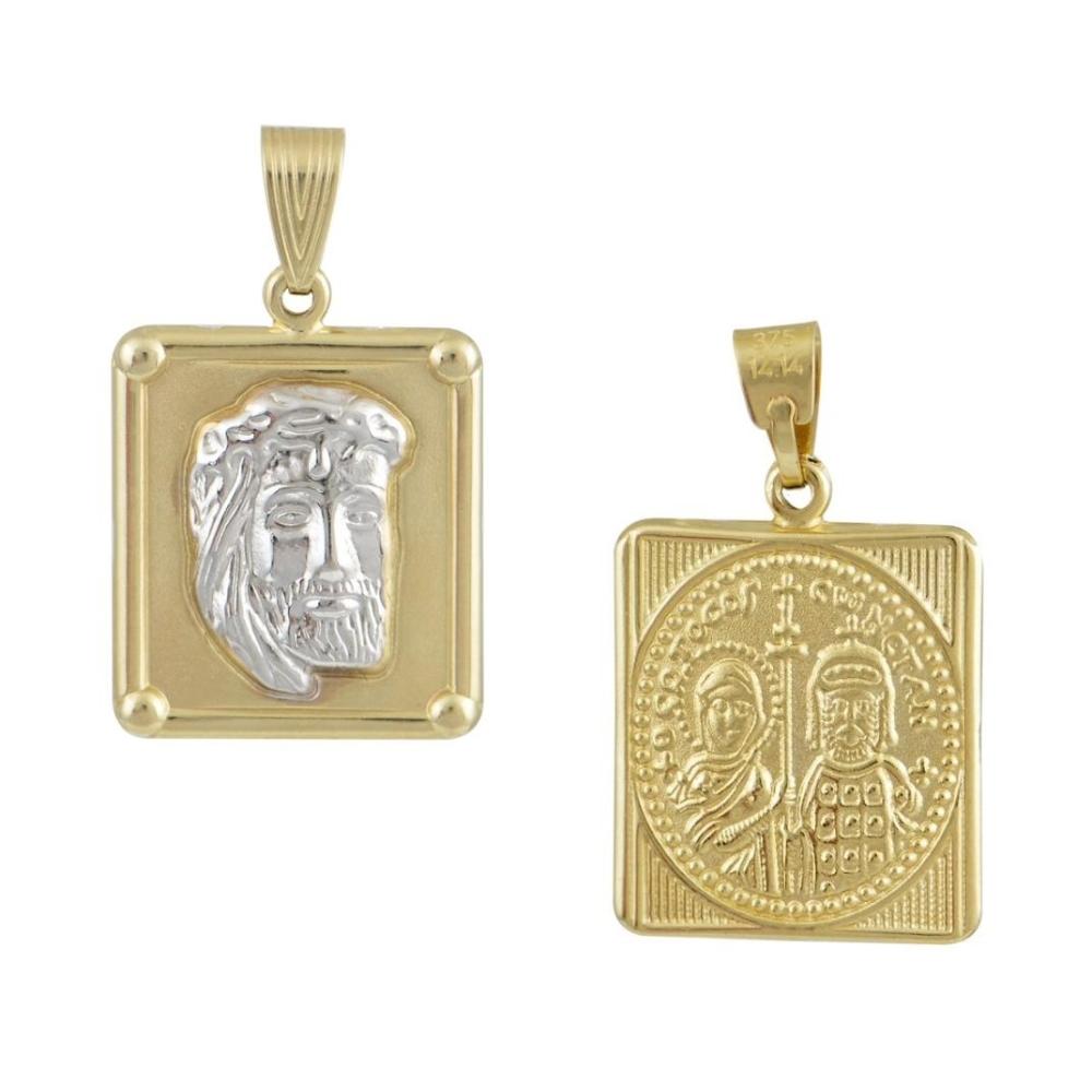 PENDANT Christ Double Sided BabyJewels K9 Yellow and White Gold N003.1YW.K9