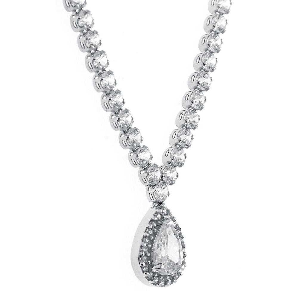 NECKLACE SENZIO Collection 14K White Gold with Zircon Stones N0053