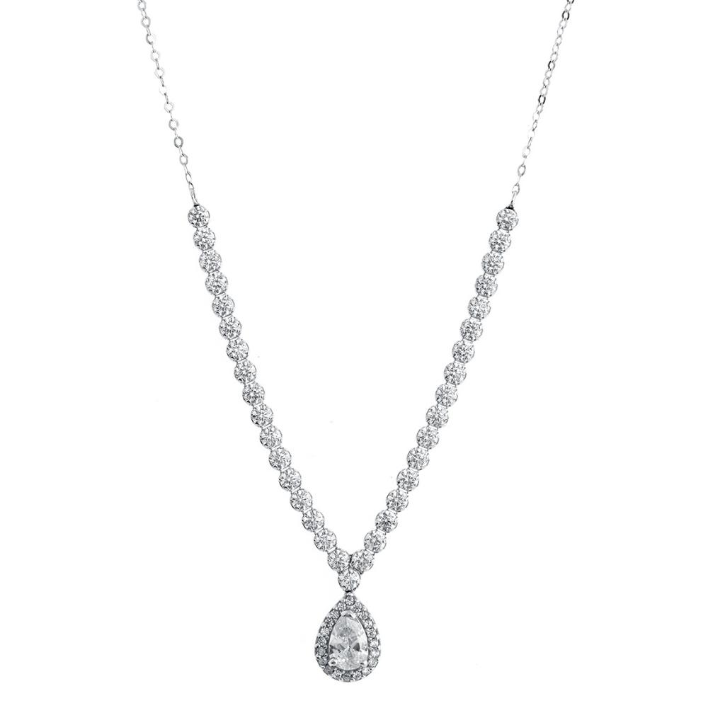 NECKLACE SENZIO Collection 14K White Gold with Zircon Stones N0053