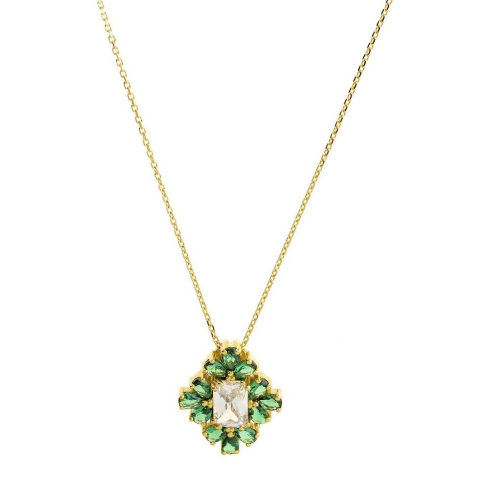 NECKLACE SENZIO Collection Yellow Gold 14K with Zircon Stones N0054