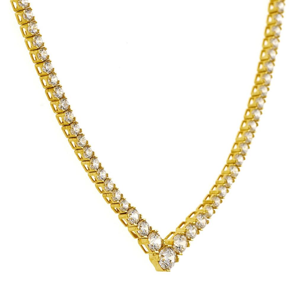 NECKLACE Riviera SENZIO Collection Yellow Gold K14 with Zircon Stones N0055