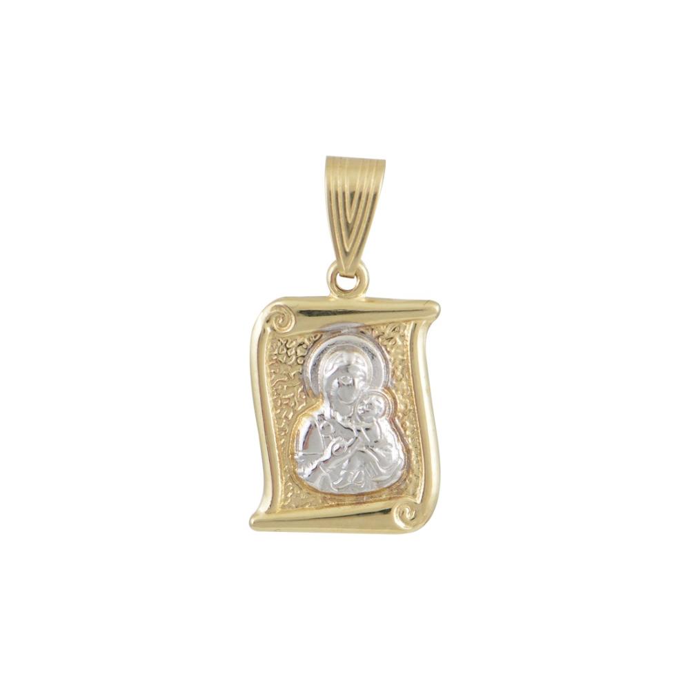 VIRGIN MARY Double Sided BabyJewels K9 Yellow & White Gold N006.2YW.K9