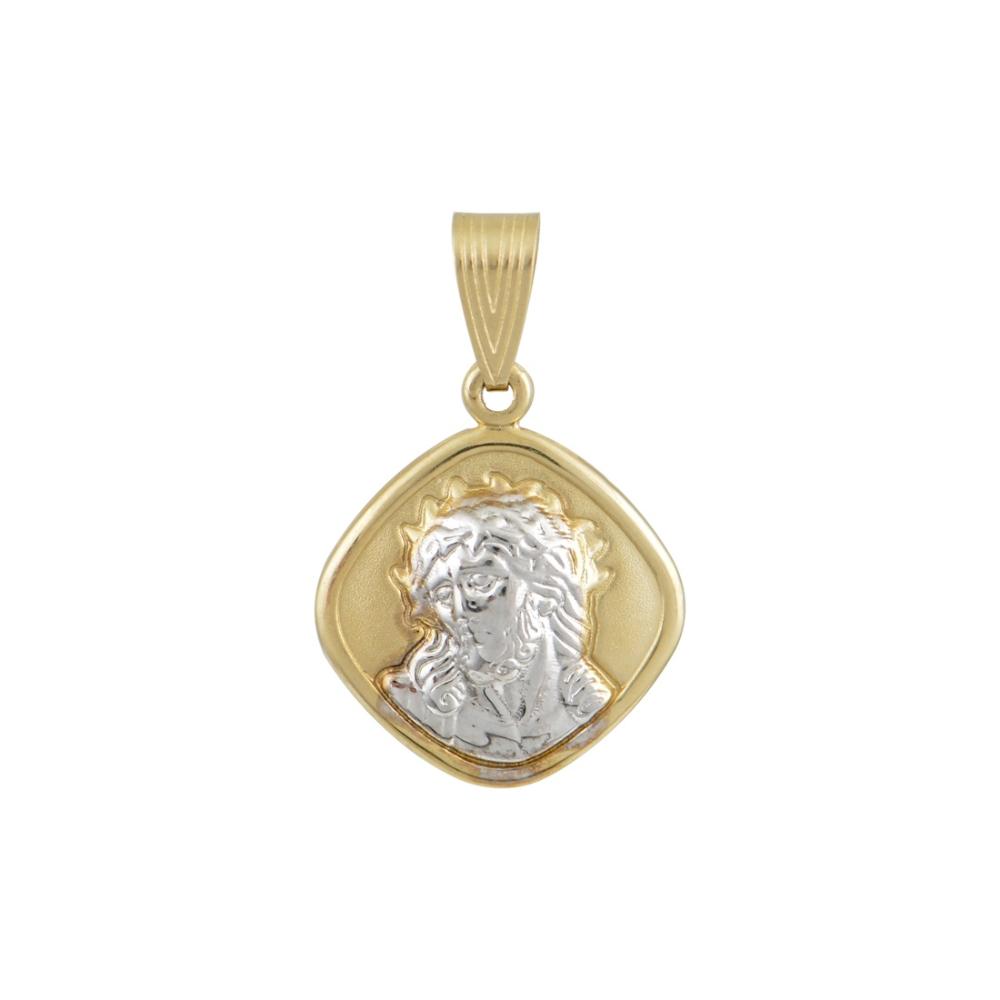 PENDANT Christ Double Sided BabyJewels K9 Yellow and White Gold N010.1YW.K9