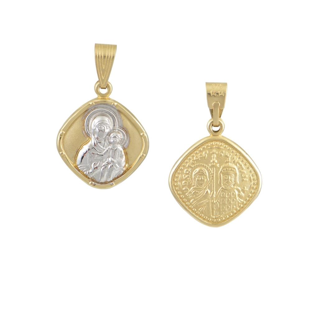 VIRGIN MARY Double Sided BabyJewels K9 Yellow & White Gold N010.2YW.K9