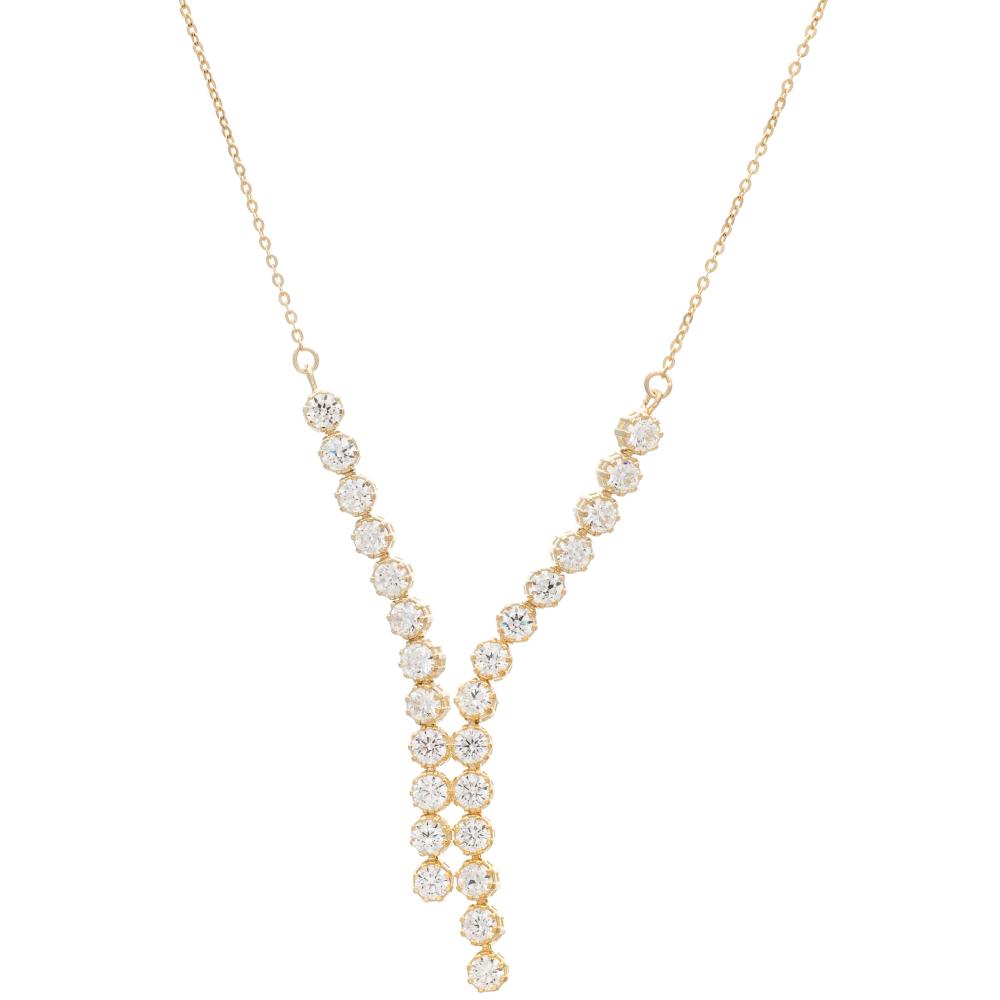 NECKLACE SENZIO Yellow Gold 14K with Zircon Stones N03-Y