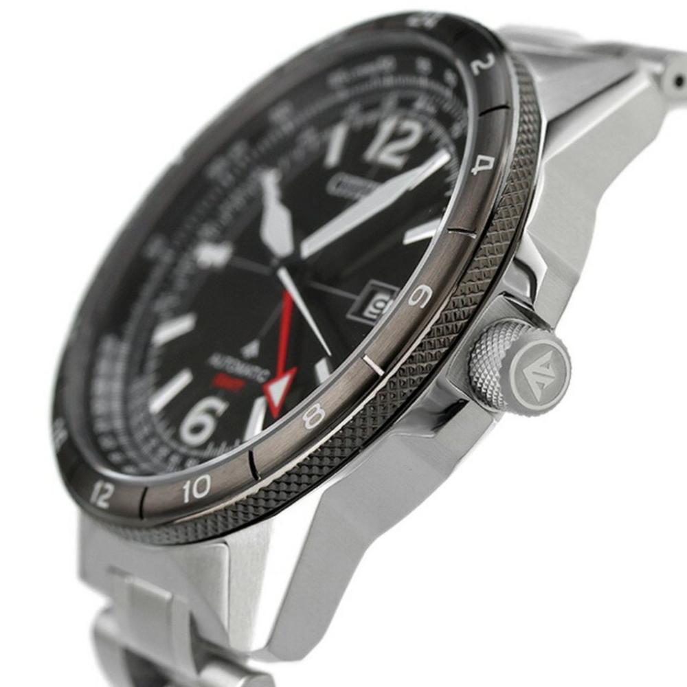 CITIZEN Promaster Air GMT Pilot’s Watch Automatic Black Dial 44.5mm Silver Stainless Steel Bracelet NB6046-59E