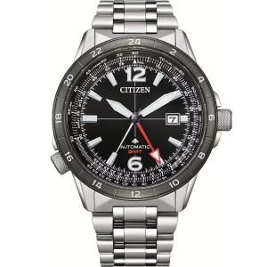 CITIZEN Promaster Air GMT Pilot’s Watch Automatic Black Dial 44.5mm Silver Stainless Steel Bracelet NB6046-59E - 46299