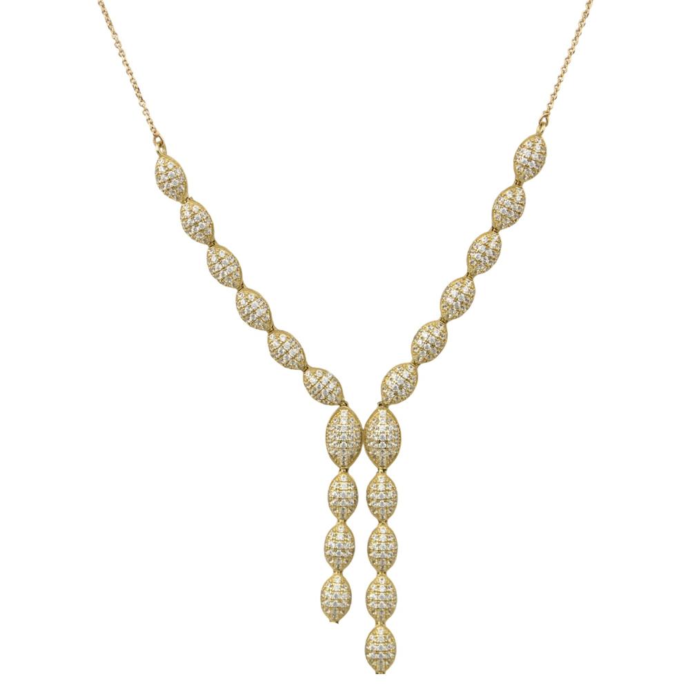 NECKLACE Full Stones SENZIO Yellow Gold K14 with Zircon Stones NE002Y.K14