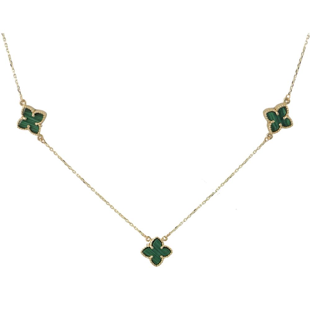 NECKLACE SENZIO Collection Yellow Gold K9 with Malachite NE065Y.K9