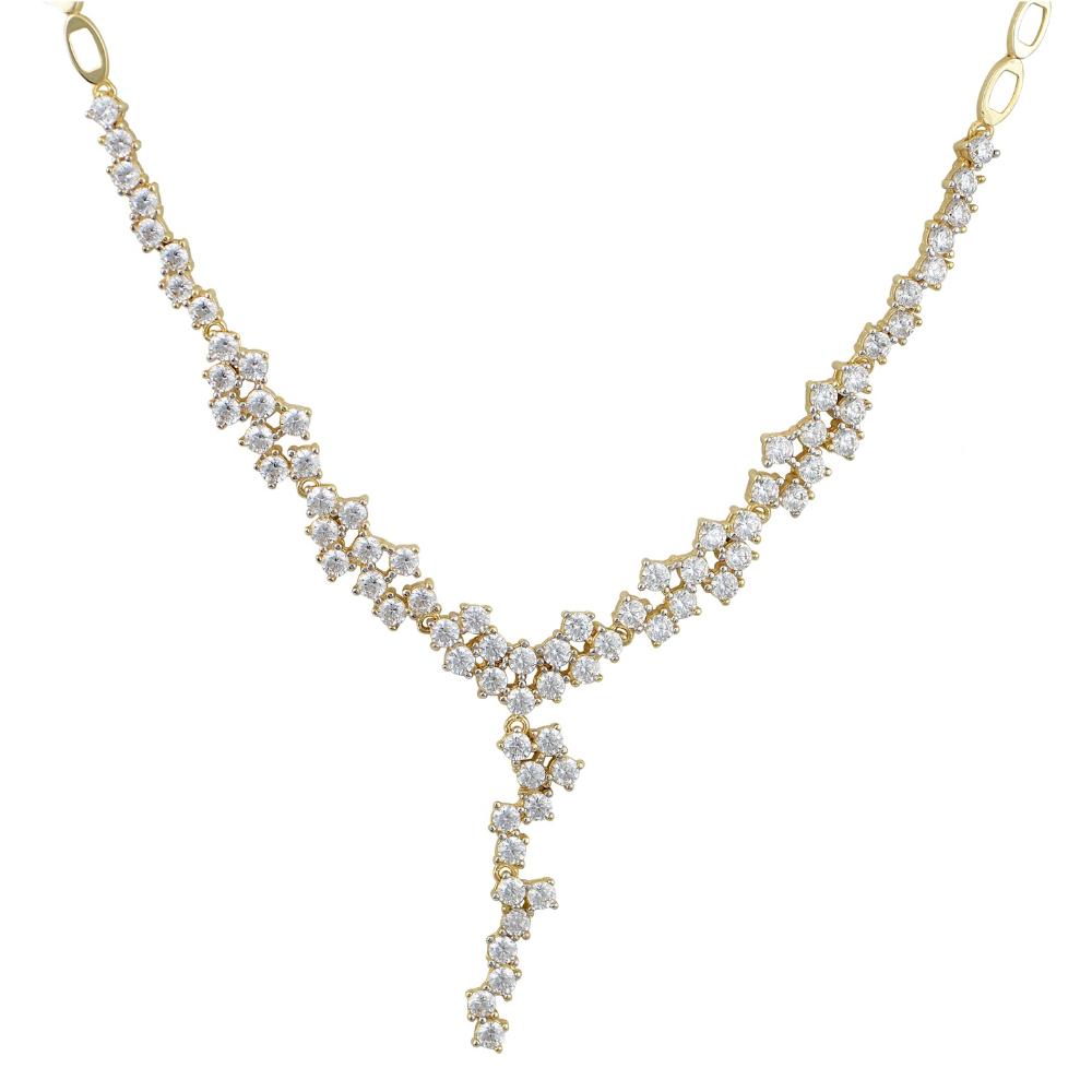 NECKLACE Full Stones SENZIO Yellow Gold K14 with Zircon Stones NE898Y.K14