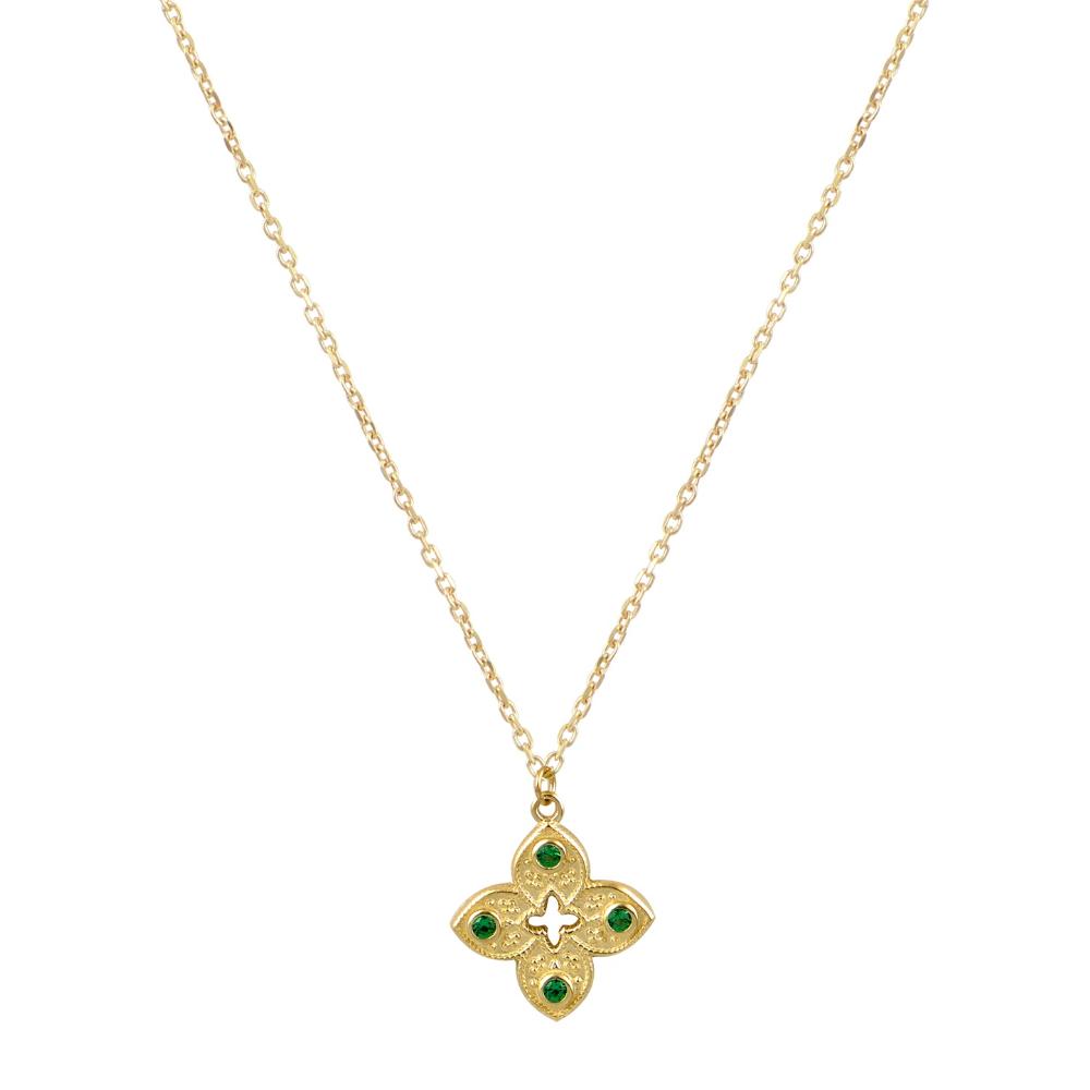 NECKLACE Byzantine Yellow Gold K9 with Zircon Stones NG879Y.K9