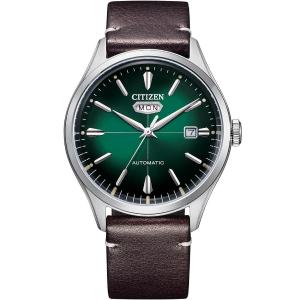 CITIZEN Crystal Seven Automatic Green Dial 40.2mm Silver Stainless Steel Brown Leather Strap NH8390-03X - 25477