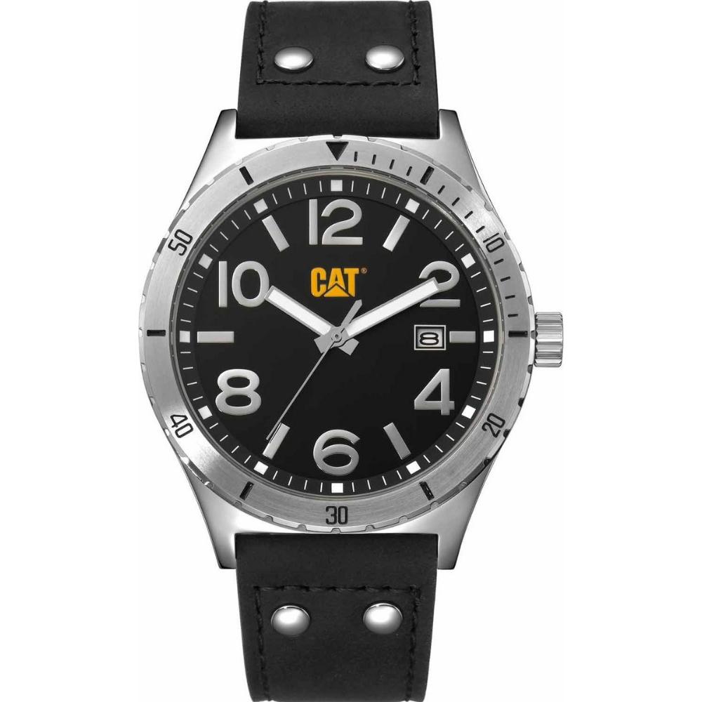 CATERPILLAR Camden 43mm Silver Stainless Steel Black Leather Strap NI24134131