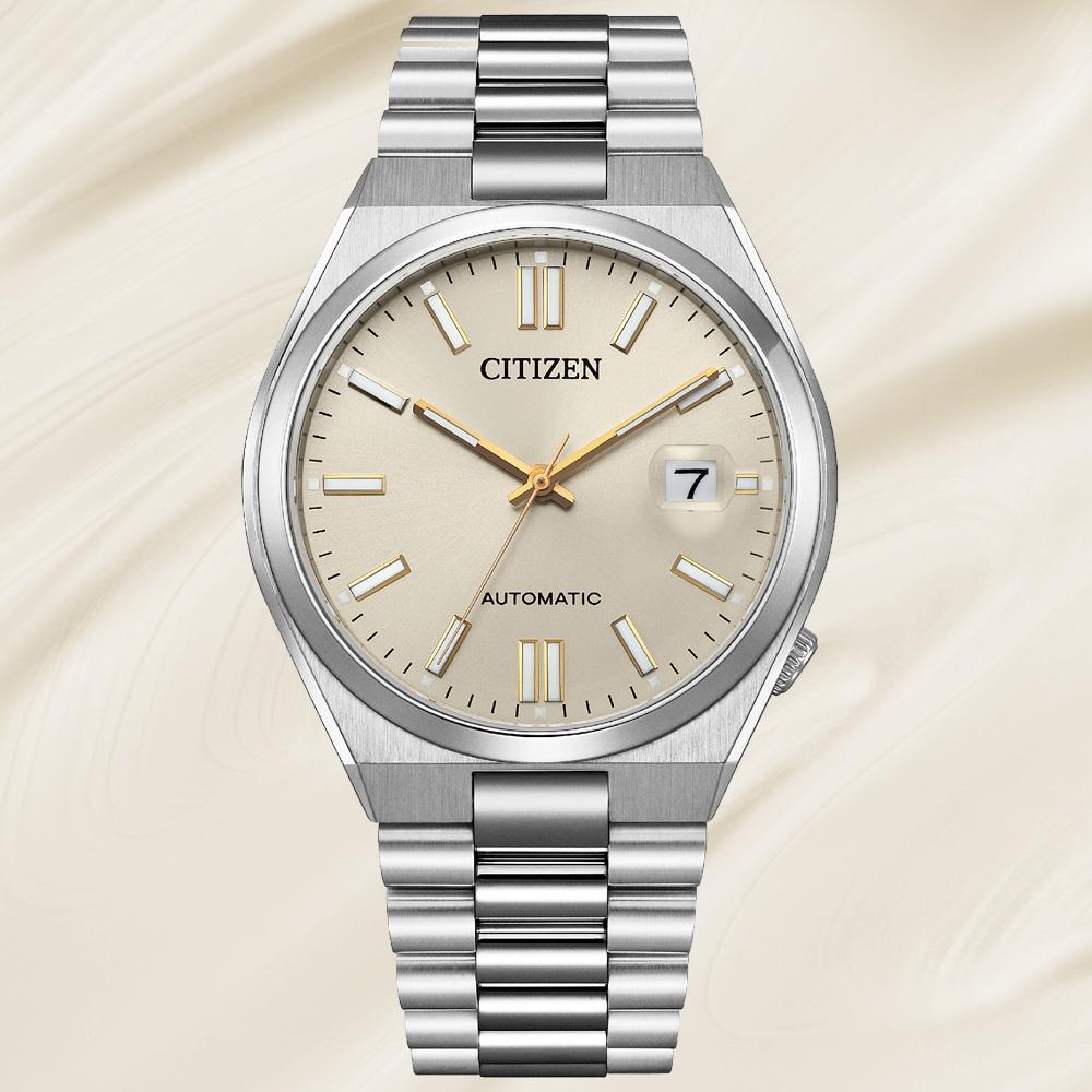 CITIZEN Tsuyosa Collection Automatic Beige Dial 40mm Silver Stainless Steel Bracelet NJ0151-88W