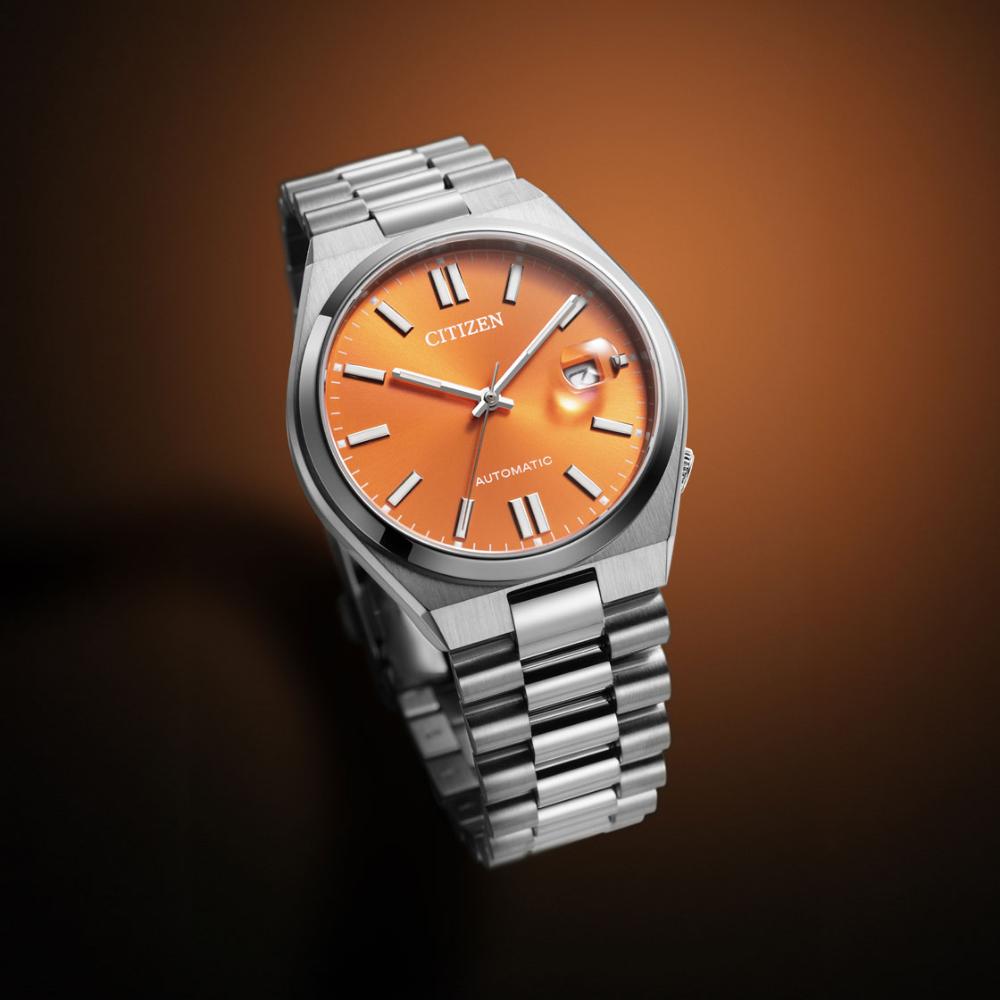 CITIZEN Tsuyosa Collection Automatic Orange Dial 40mm Silver Stainless Steel Bracelet NJ0151-88Z