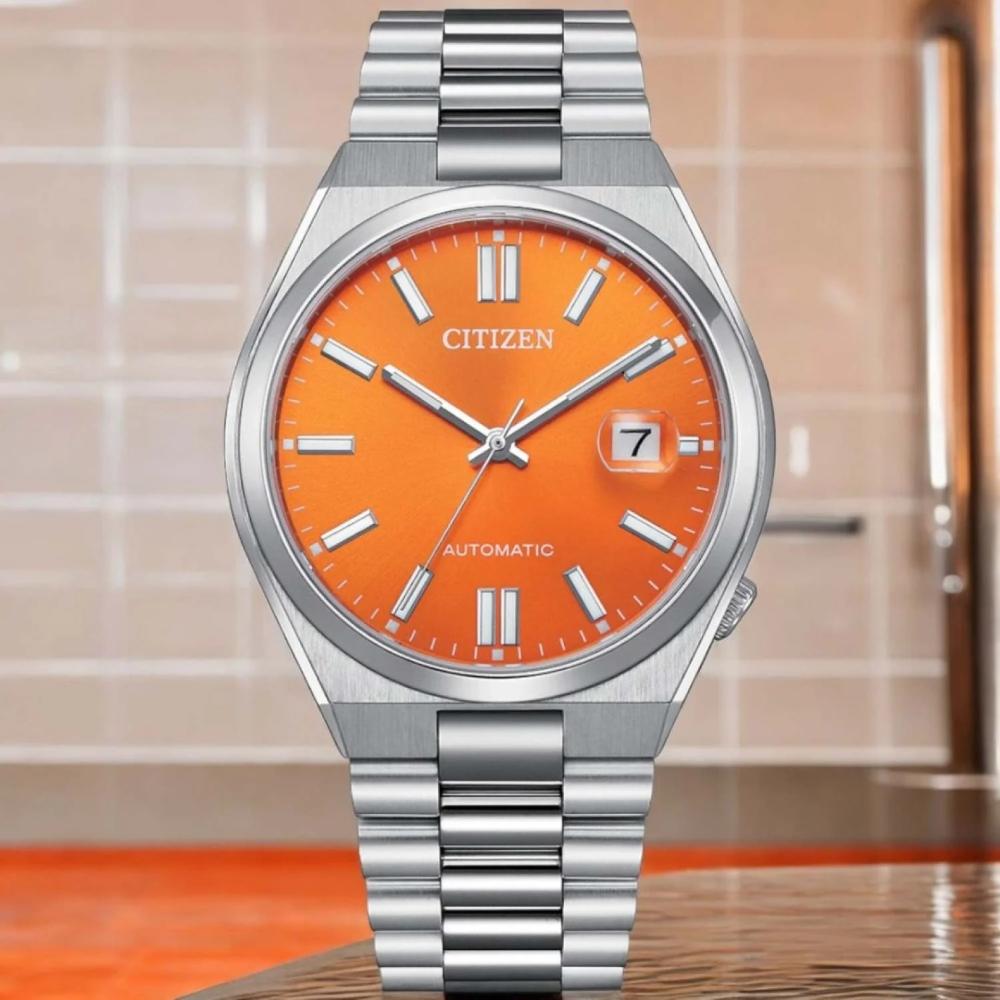 CITIZEN Tsuyosa Collection Automatic Orange Dial 40mm Silver Stainless Steel Bracelet NJ0151-88Z - 6