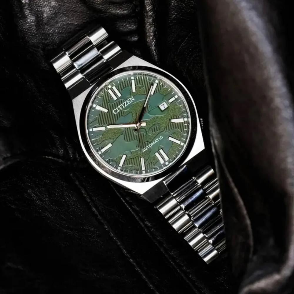 CITIZEN Tsuyosa Collection Automatic Green Camo Dial 40mm Silver Stainless Steel Bracelet NJ0159-86X - 6