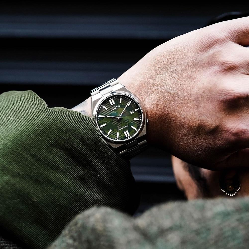 CITIZEN Tsuyosa Collection Automatic Green Camo Dial 40mm Silver Stainless Steel Bracelet NJ0159-86X - 7