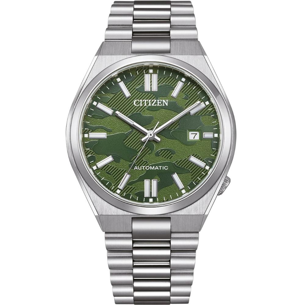 CITIZEN Tsuyosa Collection Automatic Green Camo Dial 40mm Silver Stainless Steel Bracelet NJ0159-86X