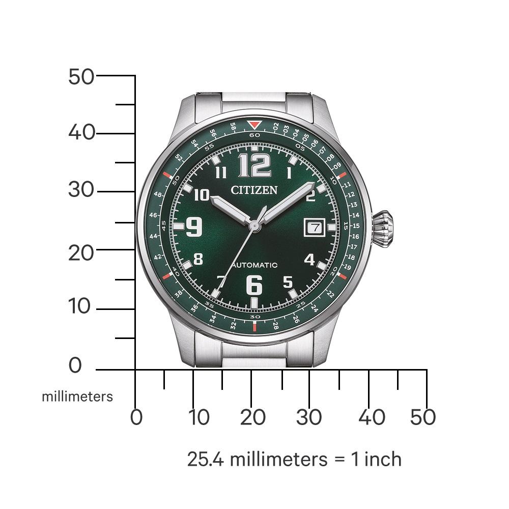 CITIZEN Urban Military Automatic Green Dial 40mm Silver Stainless Steel Bracelet NJ0190-51X