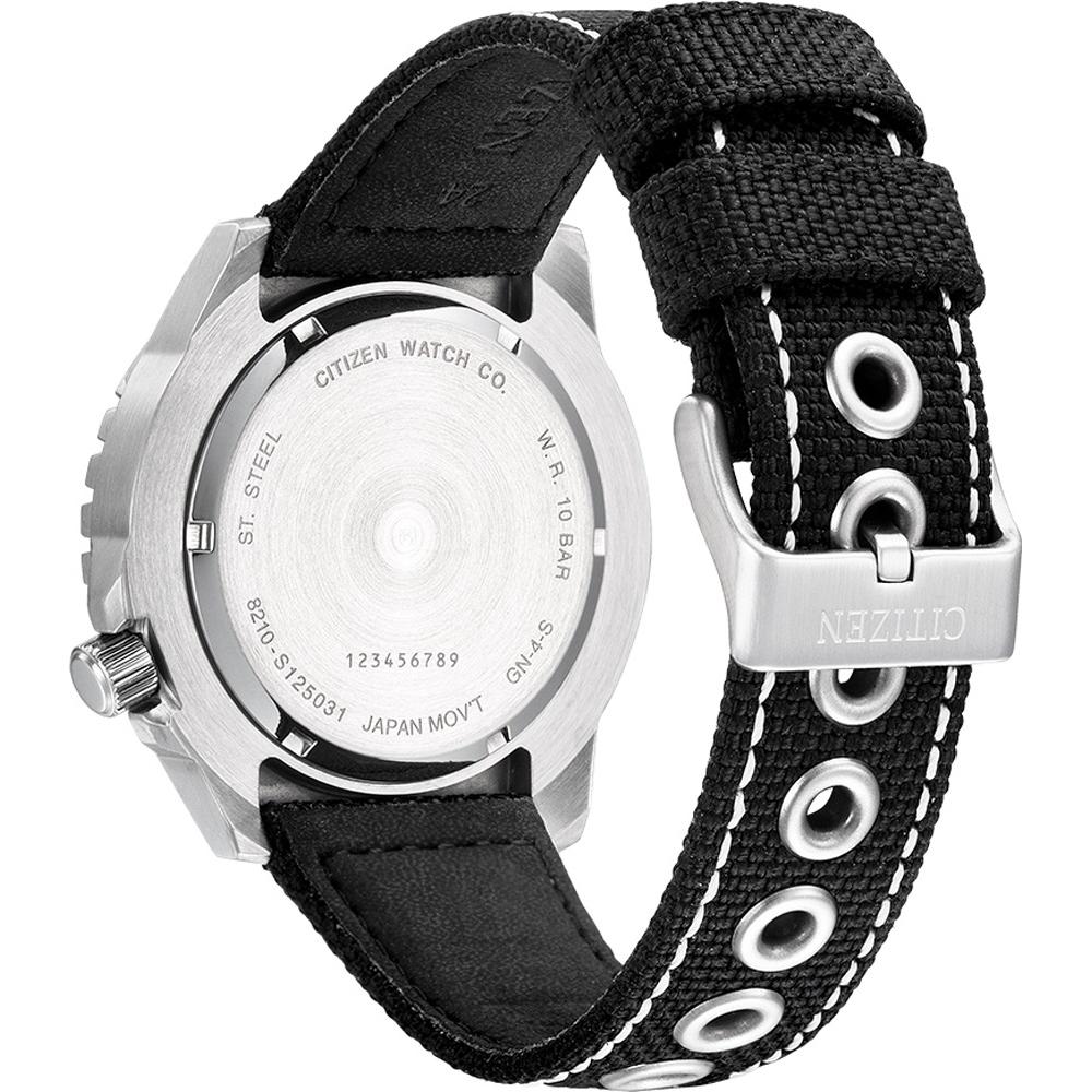 CITIZEN Marine Automatic Three Hands 46mm Silver Stainless Steel Black Fabric Strap NJ2198-16X - 3