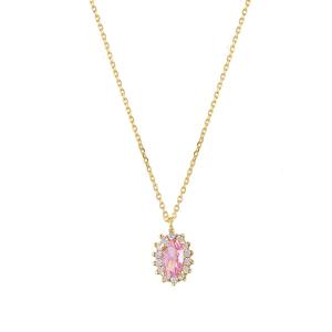 NECKLACE Rosette SENZIO Collection K14 Yellow Gold with Zircon Stones NR0-01P.Y - 48938