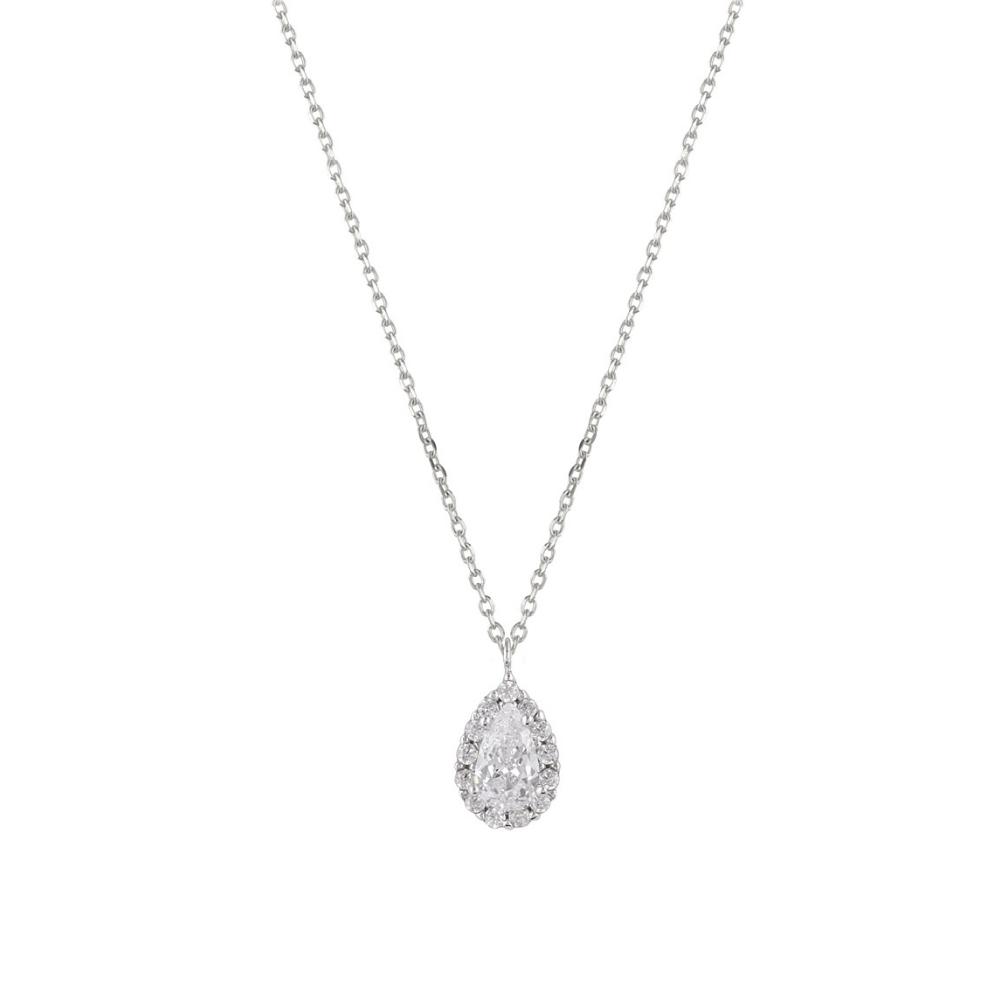 NECKLACE Rosette SENZIO Collection K14 White Gold with Zircon Stones NR0-02WW