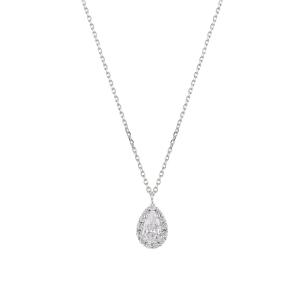 NECKLACE Rosette SENZIO Collection K14 White Gold with Zircon Stones NR0-02WW - 48950