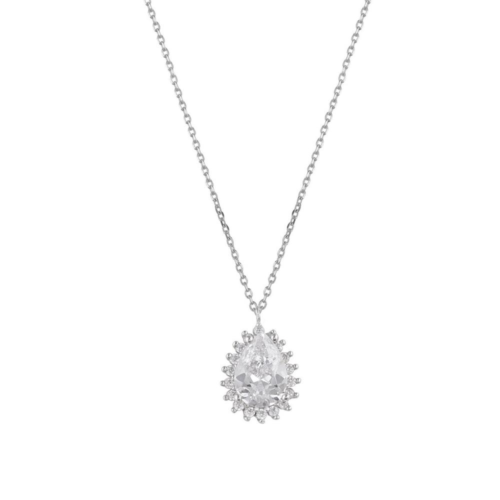 NECKLACE Rosette SENZIO Collection K14 White Gold with Zircon Stones NR0-03WW