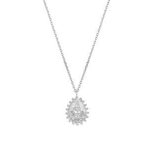 NECKLACE Rosette SENZIO Collection K14 White Gold with Zircon Stones NR0-03WW - 48969