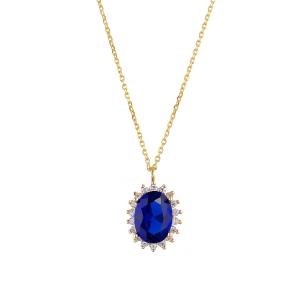 NECKLACE Rosette SENZIO Collection K14 Yellow Gold with Zircon Stones NR0-04B.Y - 48998