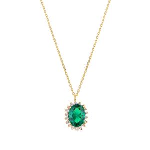 NECKLACE Rosette SENZIO Collection K14 Yellow Gold with Zircon Stones NR0-04GR.Y - 48989