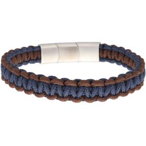 BRACELET Men's LISKA from Stainless Steel with Brown and Blue Fabric NTK035BR-A - 56028