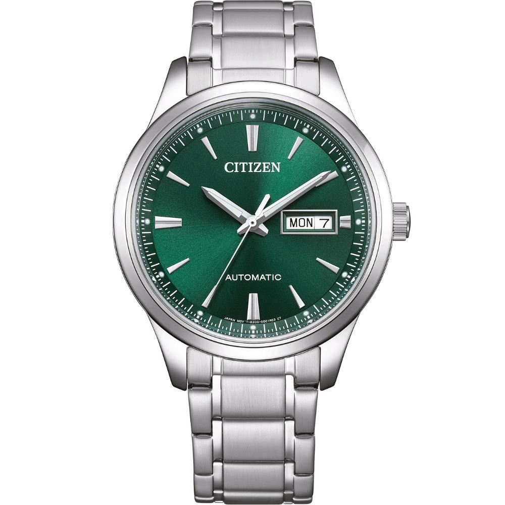 CITIZEN Classic Day Date Automatic Green Dial 40mm Silver Stainless Steel Bracelet NY4058-79XE