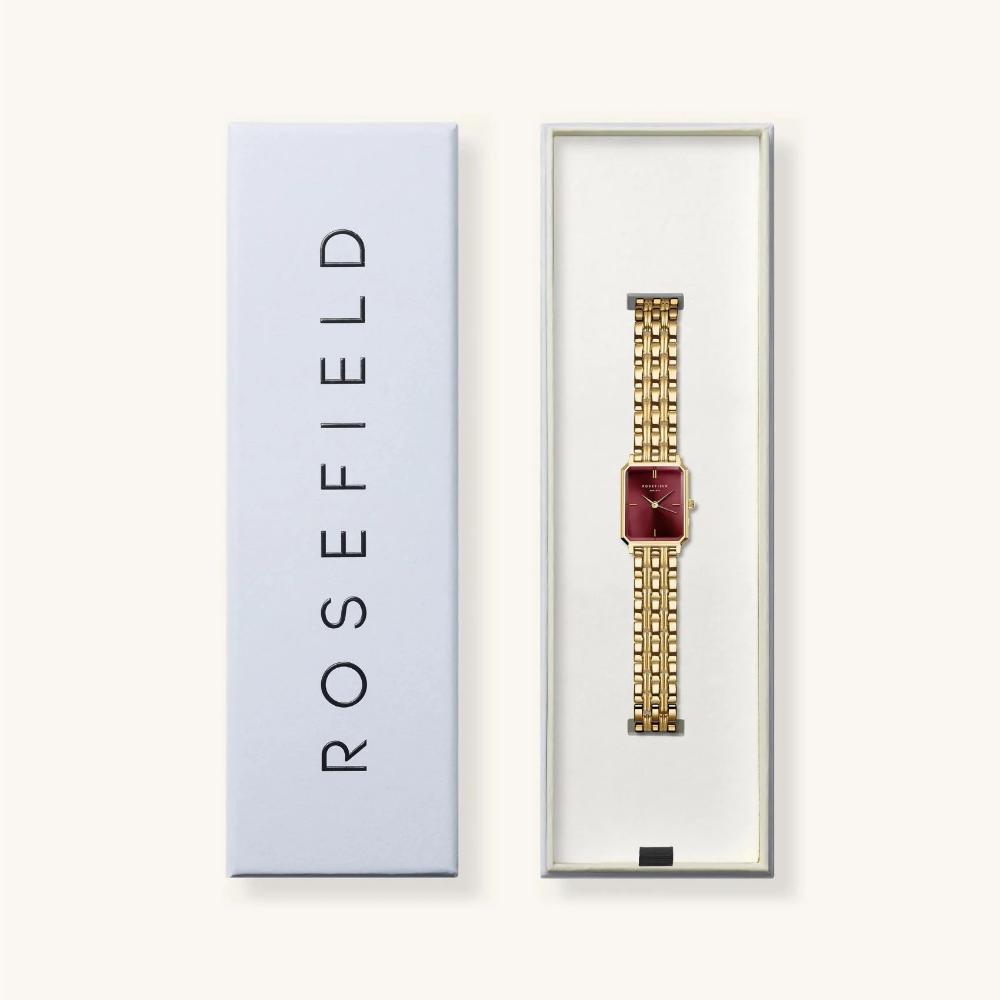 ROSEFIELD The Octagon XS Burgundy Sunray 19.5x24mm Gold Stainless Steel Bracelet OBGGSG-O83