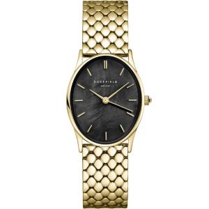 ROSEFIELD The Oval Black Dial 24 x 29mm Gold Stainless Steel Bracelet OBGSG-OV14 - 39681