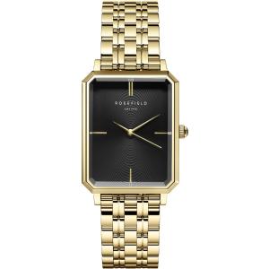 ROSEFIELD The Octagon Black Sunray Dial 23x29mm Gold Stainless Steel Bracelet  OBSSG-O47 - 5869