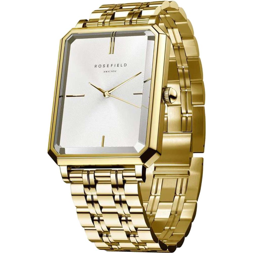 ROSEFIELD The Octagon White Sunray Dial 23x29mm Gold Stainless Steel Bracelet OCWSG-O40