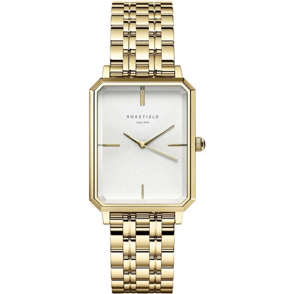 ROSEFIELD The Octagon White Sunray Dial 23x29mm Gold Stainless Steel Bracelet OCWSG-O40