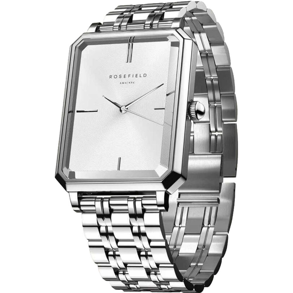 ROSEFIELD The Octagon White Sunray 23x29mm Silver Stainless Steel Bracelet OCWSS-O41