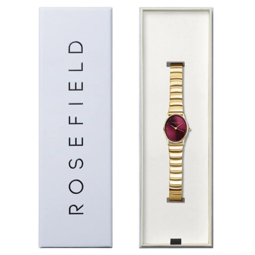 ROSEFIELD Oval Burgundy Dial 24 x 29mm Gold Stainless Steel Bracelet OVGSG-OV15