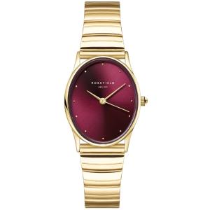 ROSEFIELD Oval Burgundy Dial 24 x 29mm Gold Stainless Steel Bracelet OVGSG-OV15 - 51243